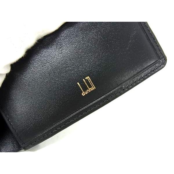 dunhill オックスフォード レザー 二つ折り コンパクト財布 黒金 美品