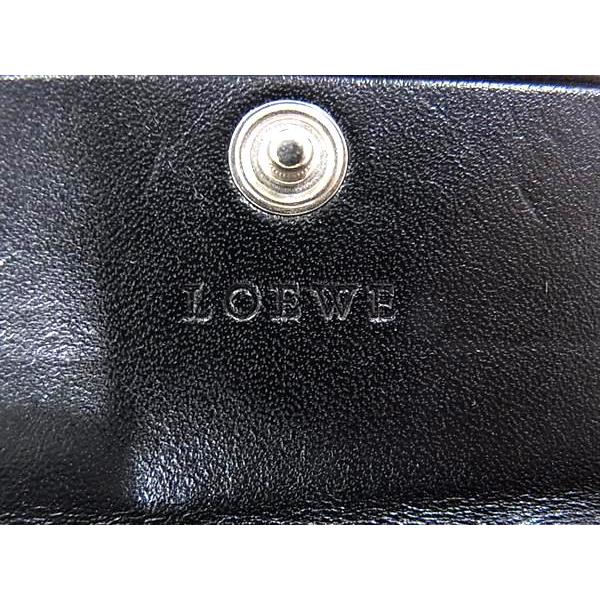 ■新品同様■ LOEWE ロエベ リピートアナグラム キャンバス ケース パース 小銭入れ ブラック系×ベージュ系 FN3693 LOEWE（ロエベ） □新品同様□ リピートアナグラム キャンバス コイン