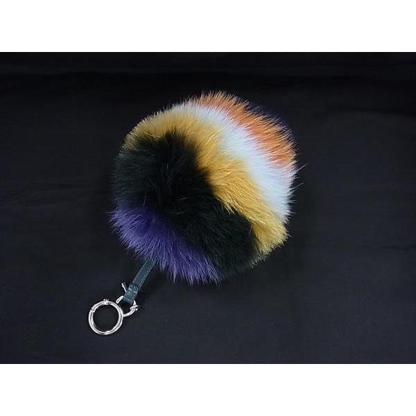 FENDI □新品同様□ フェンディ ポンポンチャーム ファー×レザー  