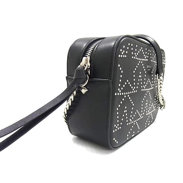 ■極美品■ JIMMY CHOO ジミーチュウ レザー スター 星 クロスボディ ポシェット ショルダーバッグ レディース ブラック系 FR1775 JIMMY CHOO（ジミーチュウ） □極美品□ レザー スター 星 クロス