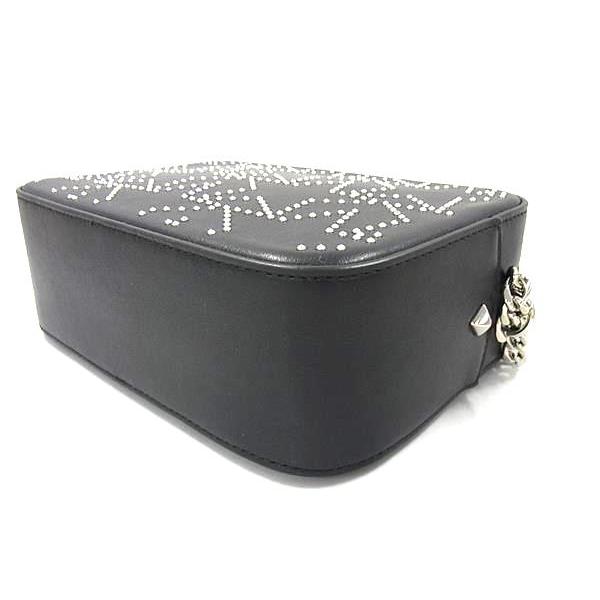 ■極美品■ JIMMY CHOO ジミーチュウ レザー スター 星 クロスボディ ポシェット ショルダーバッグ レディース ブラック系 FR1775 JIMMY CHOO（ジミーチュウ） □極美品□ レザー スター 星 クロス