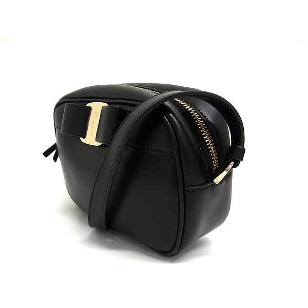 ■極美品■ Salvatore Ferragamo フェラガモ ヴァラリボン レザー ショルダーバッグ 斜め掛け 肩掛け レディース ブラック系 FS2877 | FERRAGAMO | 02