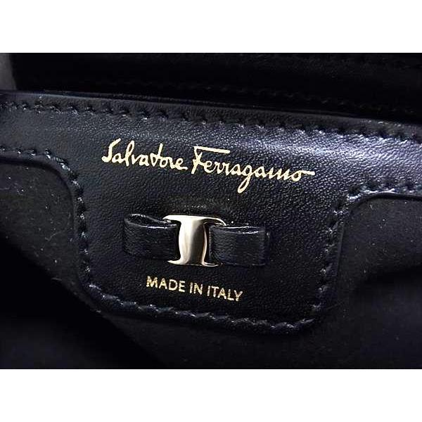 ■極美品■ Salvatore Ferragamo フェラガモ ヴァラリボン レザー ショルダーバッグ 斜め掛け 肩掛け レディース ブラック系 FS2877 | FERRAGAMO | 08