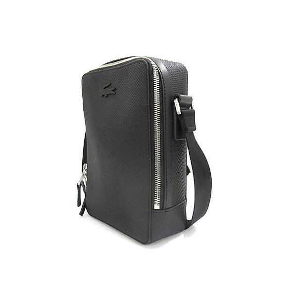 ■新品同様■ LACOSTE ラコステ PVC×レザー クロスボディ ショルダーバッグ 斜め掛けかばん メンズ レディース ブラック系 FU6836 | LACOSTE | 02