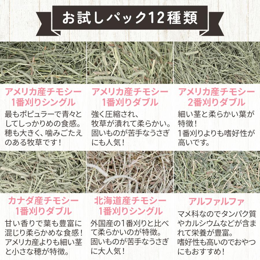 牧草王国 【送料無料】 牧草 お試し12種セット ウサギ 食べ比べ