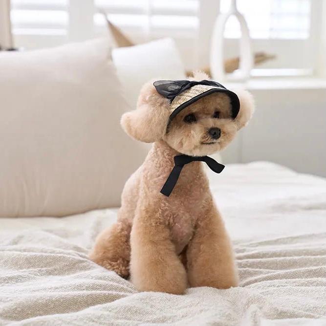 クー・ドゥ・ピエ　coup de pied　ロマンティックな麦わら帽子　犬柄 クー・ドゥ・ピエ coup de pied ロマンティックな麦わら帽子 犬柄