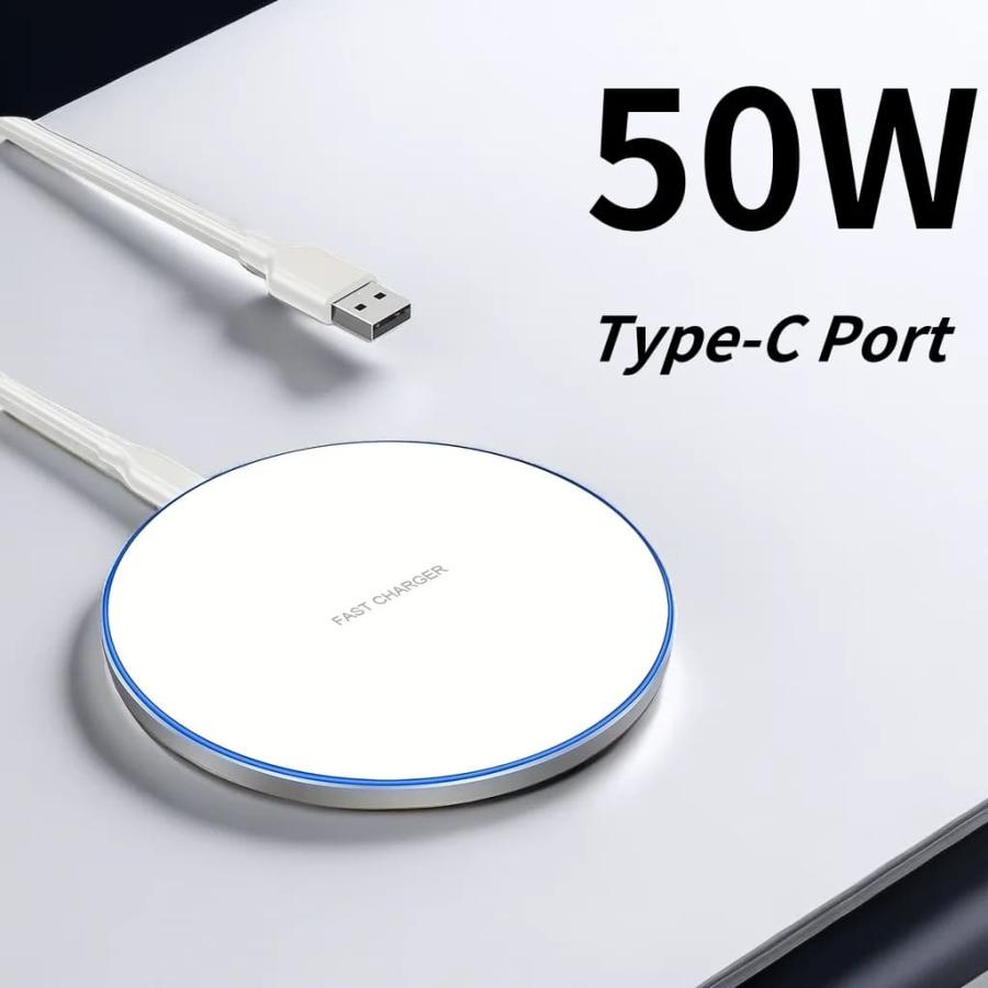 2026年 最新型 高出力 50W 高速 ワイヤレス 充電器 パッド USB付き 置き型 断線防止 Type-C iPhone 16 15 14 13 12 Samsung Galaxy s22 Xiaomi（Yahoo!・YPSHOP）