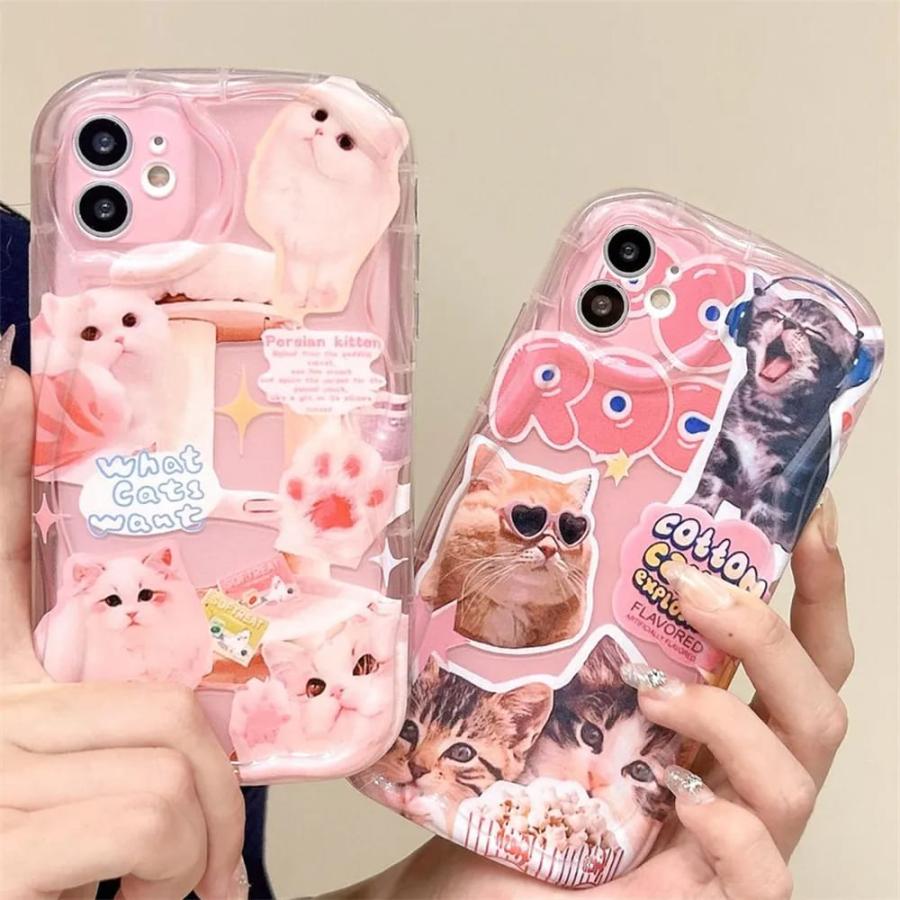 iPhone ケース カバー クリア 透明 ガーリー 子猫 キャット 猫 ミーム アニマル 動物 大人 フレンチ 韓国 iPhoneカバー スマホ｜ypshop｜02