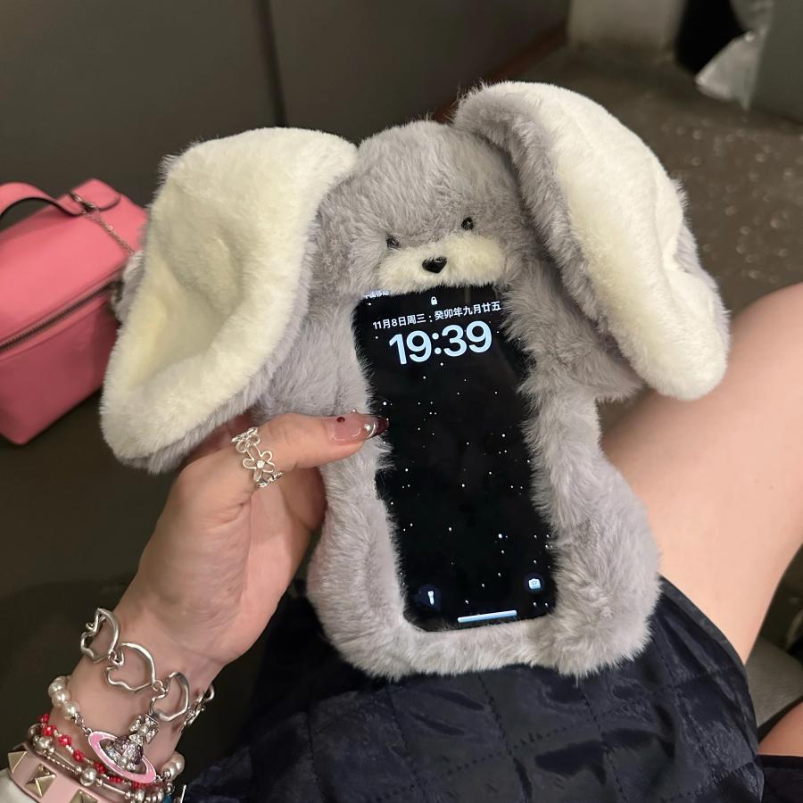 iPhoneケース うさぎ ぬいぐるみ かわいい 韓国 ふわもこ 動物
