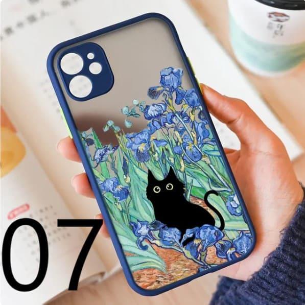 iPhoneケース カバー ねこ 押し花 スマホケース 絵画 大人可愛い レトロ
