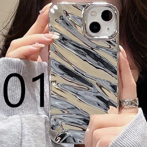 iPhone ケース ブランド メタリック シルバー 大人かわいい 韓国