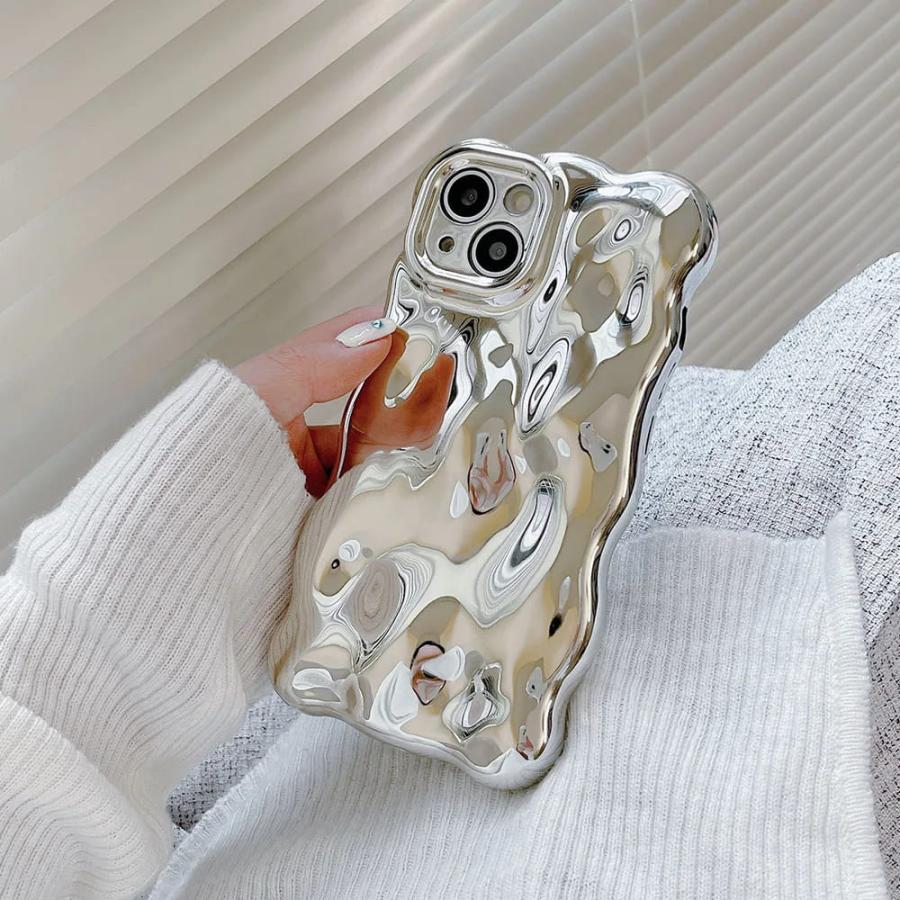 シルバー ガラスケース 波形デザイン Amazon.co.jp: シルバー 3D ウェーブ テクスチャ水の波紋電話ケース