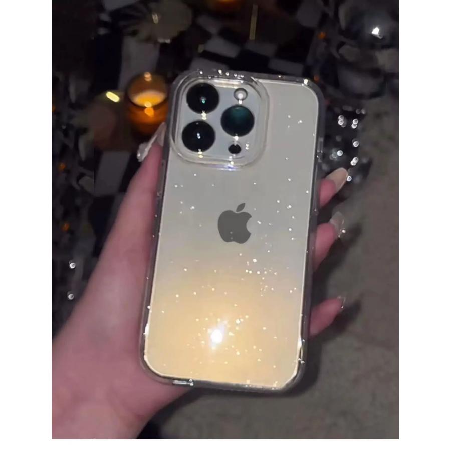 iPhoneケース クリア 韓国 ラメ キラキラ グリッター 黄ばまない 耐