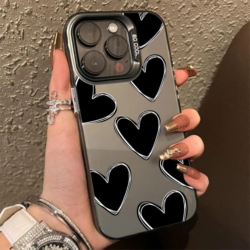 iPhone ケース 韓国 ハート パターン かわいい おしゃれ レトロ Y2K 耐