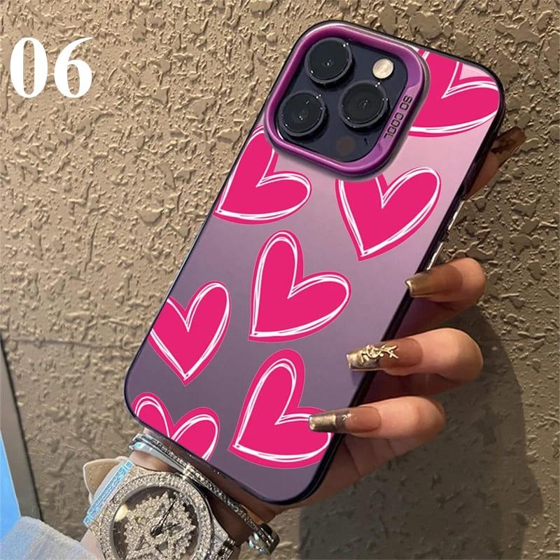 iPhone ケース 韓国 ハート パターン かわいい おしゃれ レトロ Y2K 耐