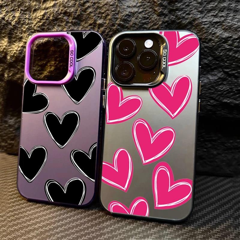 iPhone ケース 韓国 ハート パターン かわいい おしゃれ レトロ Y2K 耐