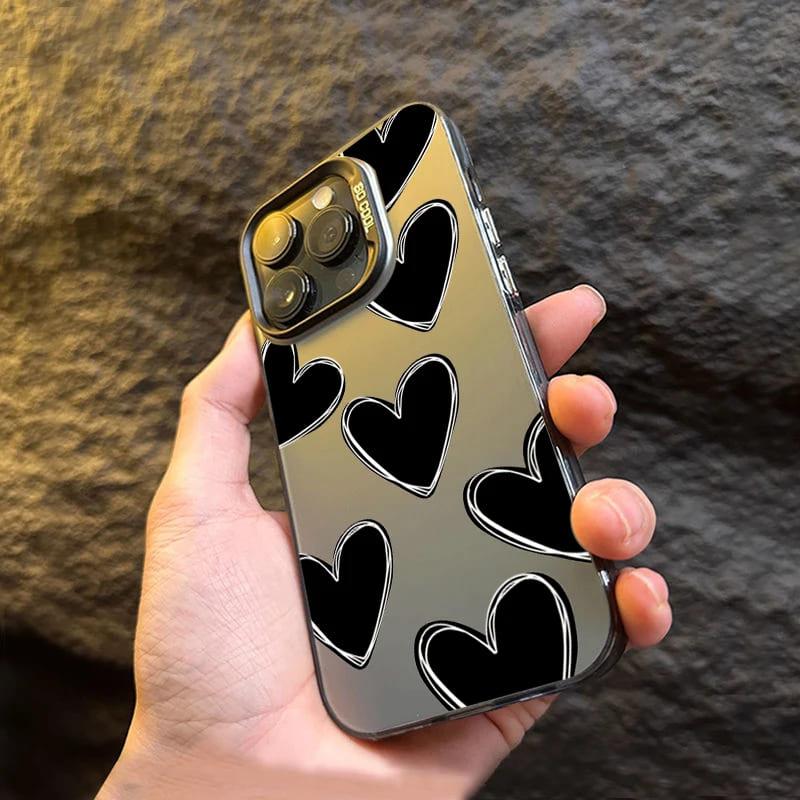 iPhone ケース 韓国 ハート パターン かわいい おしゃれ レトロ Y2K 耐