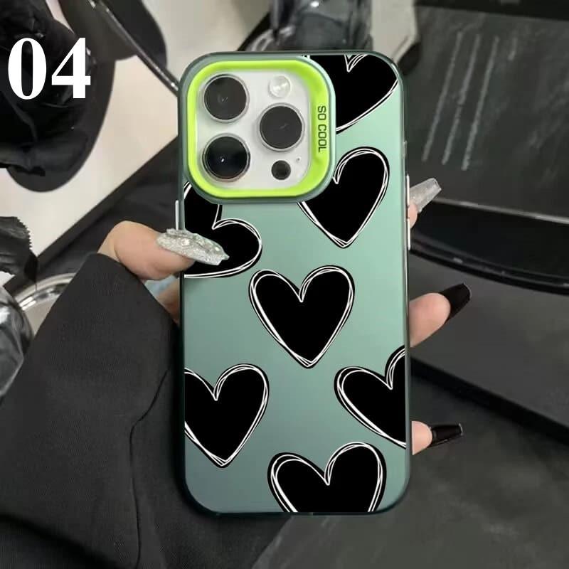 iPhone ケース 韓国 ハート パターン かわいい おしゃれ レトロ Y2K 耐