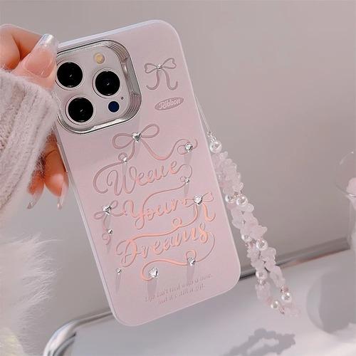 iPhoneケース カバー 韓国 ワンホン ピンク リボン アクセサリー付き