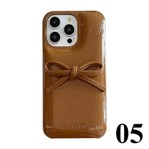iPhone ケース ソフトレザー カバー リボン かわいい 立体 おしゃれ 3D