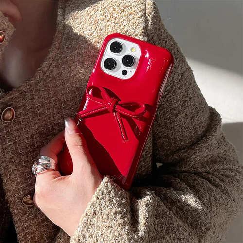iPhone ケース ソフトレザー カバー リボン かわいい 立体 おしゃれ 3D