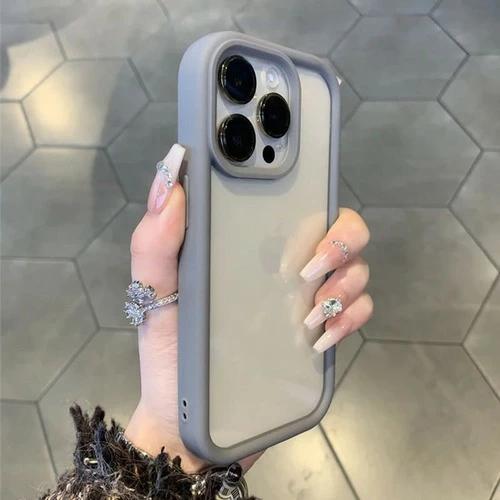 iPhone ケース シンプル 透明 綺麗 iPhone ケース 厚みのある ふち シンプル 透明 クリア カバー