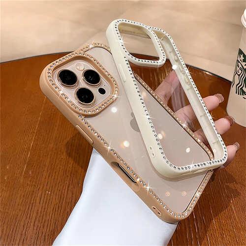 iPhone ケース カバー クリア 透明 キラキラ ふち ストーン ビジュー