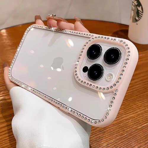 iPhone ケース カバー クリア 透明 キラキラ ふち ストーン ビジュー