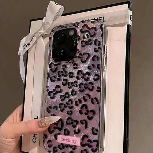 iPhone ケース ヒョウ柄 レオパード ピンク リボン キラキラ