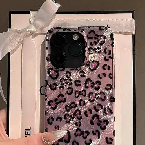 iPhone ケース ヒョウ柄 レオパード ピンク リボン キラキラ