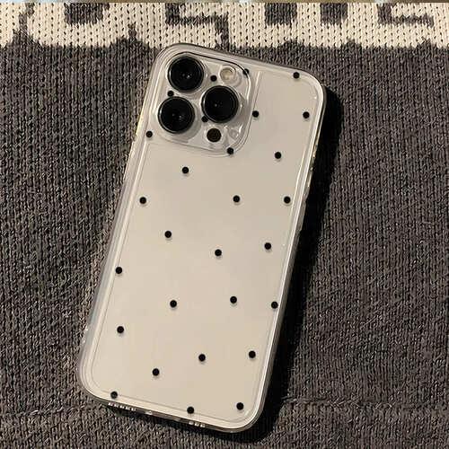 iPhone ケース ドット柄 水玉 クリア 透明 カバー スマホケース