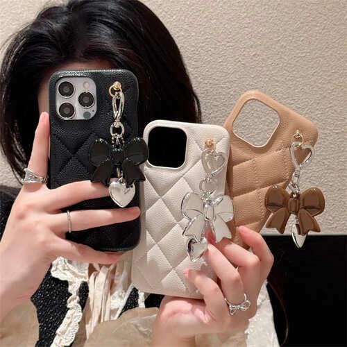紅Z ブラック キルティング iPhoneケース チャーム付き メール便送料無料]ハートチャーム付きケース {3}【キルティング iPhone