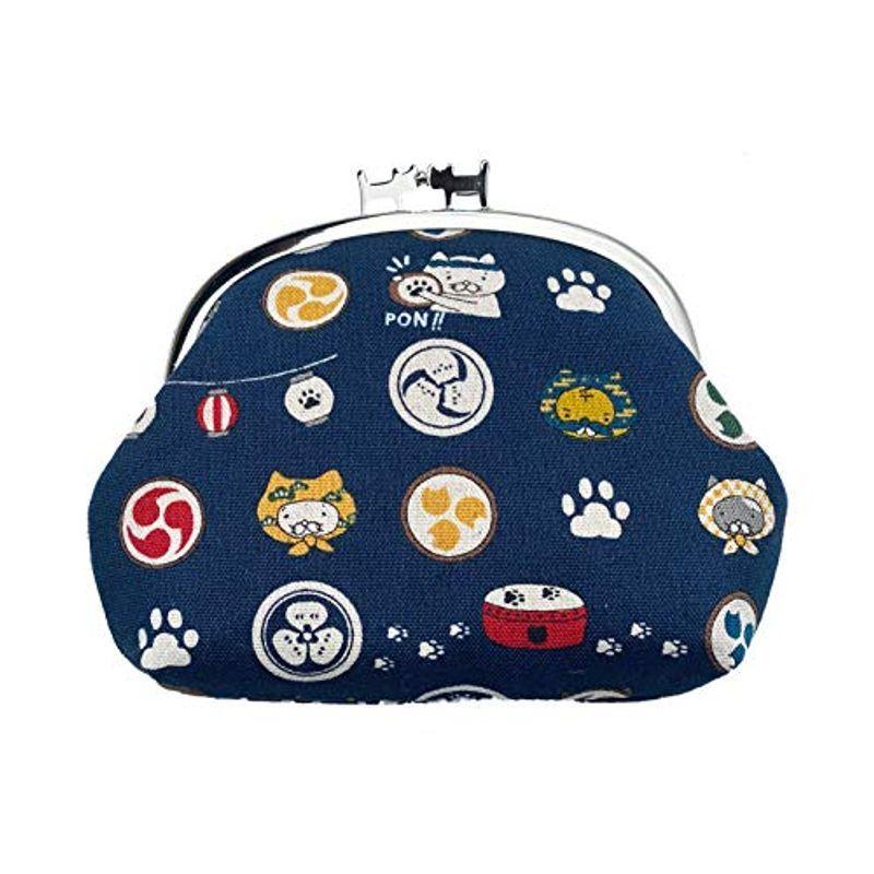 ビアンデュ ペアねこ がま口財布 小銭入れ 小物入れ ポーチ 大容量 日本製 京都 ネコ 動物 プリント柄 たいこねこ 紺 Yu1fydmreb Glowlibros Com Ar