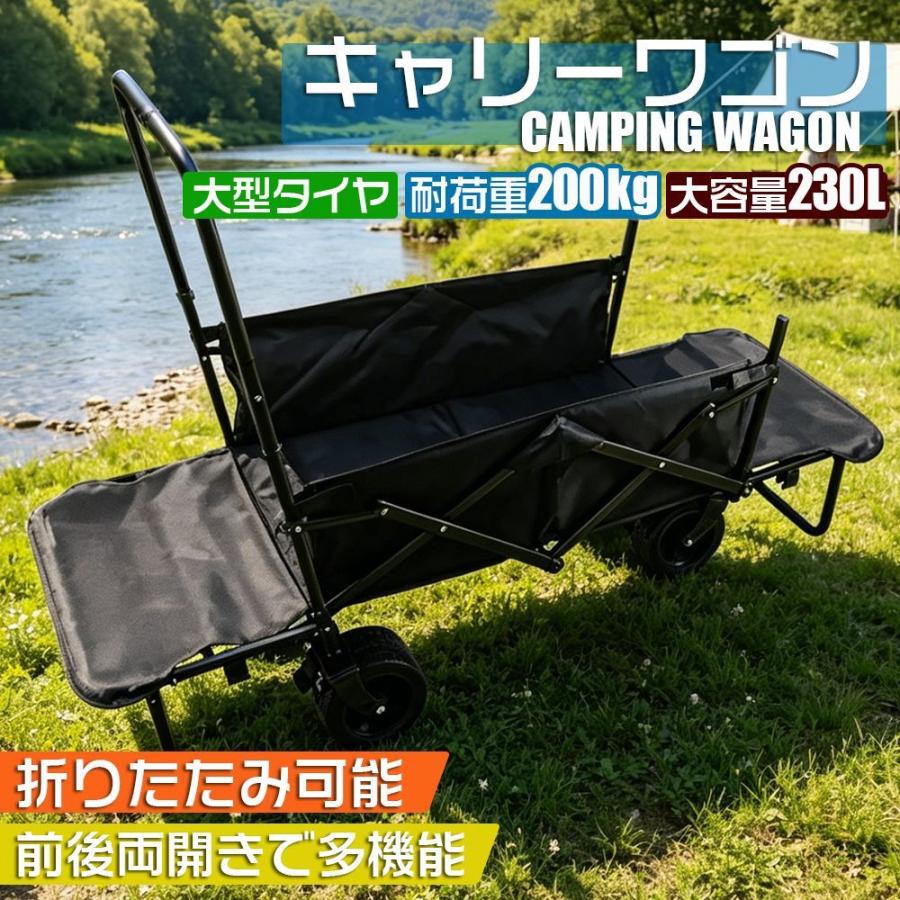 キャリーワゴン ブレーキ付き 大容量 長物対応 三段階調節ハンドル