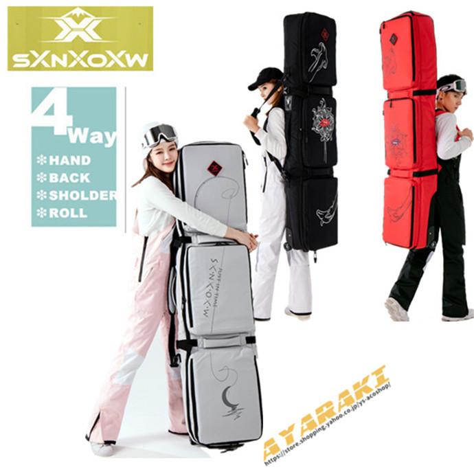 スノーボードケース キャスター 付き オールインワン 大容量収納 4WAY 前面3ポケット ボードケース スノーボード ウェア ボード ブーツ ゴーグル など収納可