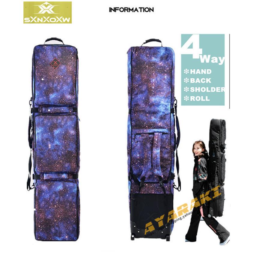 スノーボードケース キャスター 付き オールインワン 大容量収納 4WAY 前面3ポケット ボードケース スノーボード ウェア ボード ブーツ ゴーグル など収納可 