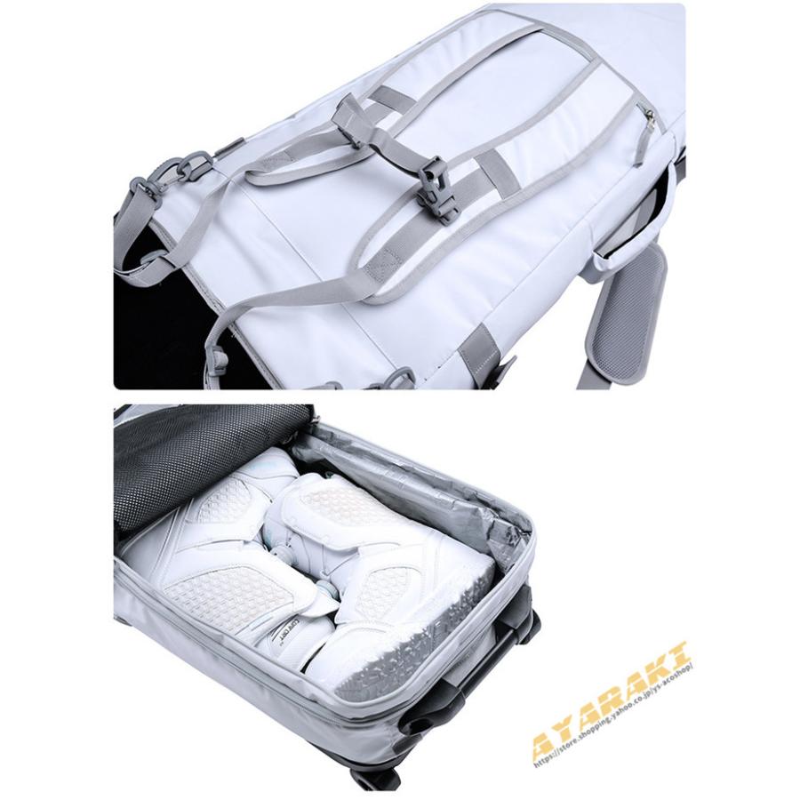 スノーボードケース キャスター 付き オールインワン 大容量収納 4WAY 前面3ポケット ボードケース スノーボード ウェア ボード ブーツ ゴーグル など収納可 