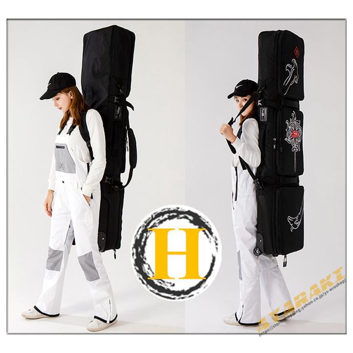 スノーボードケース キャスター 付き オールインワン 大容量収納 4WAY 前面3ポケット ボードケース スノーボード ウェア ボード ブーツ ゴーグル など収納可 