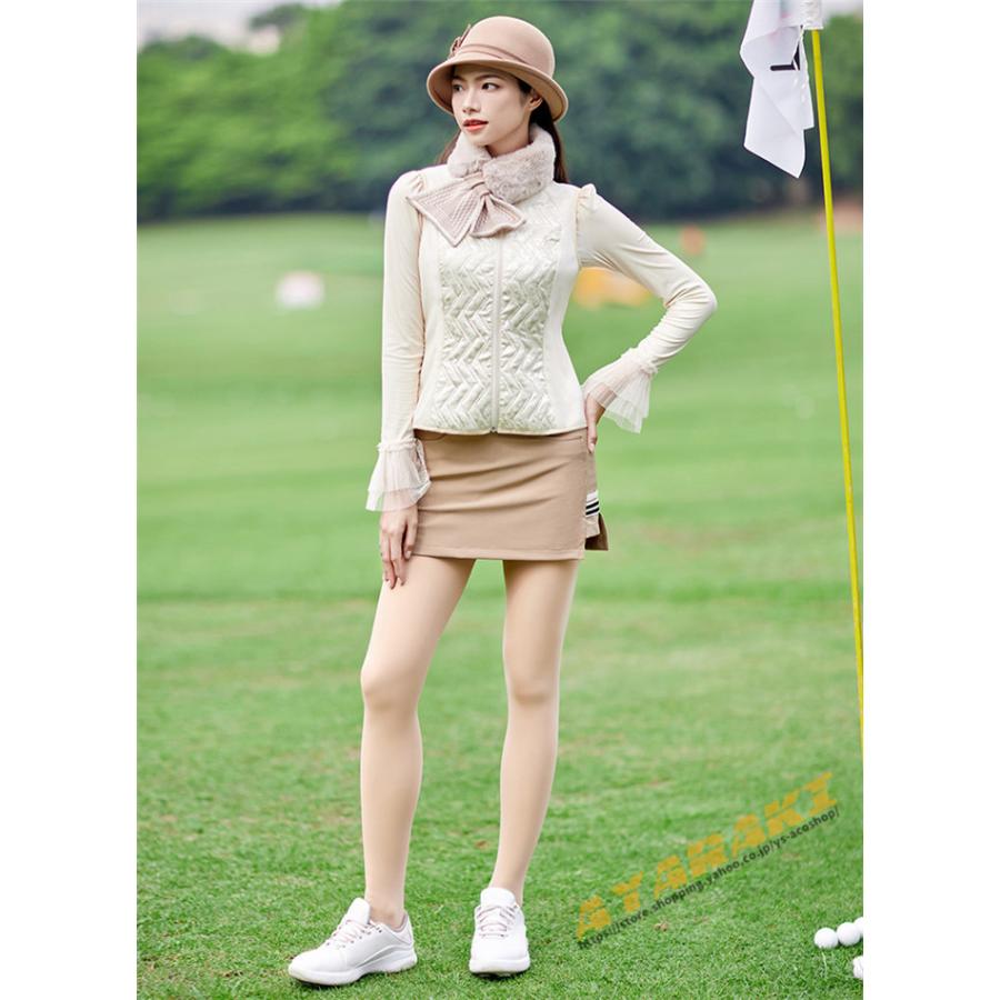 ゴルフベスト レディース ダウンベスト 秋冬 薄中綿ベスト ゴルフウェア 保温 おしゃれ 通気性 綿入りスポーツウェア カジュアル 防寒 女性用