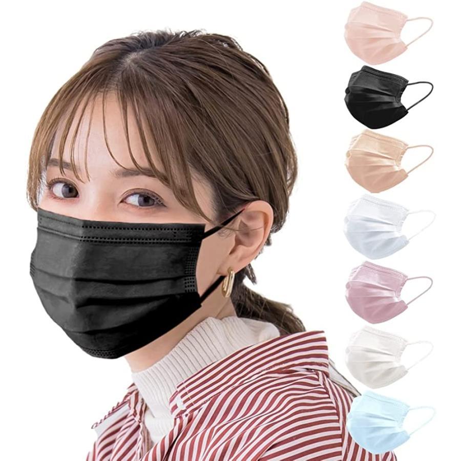 cicibellaカケンテスト済51枚 春新色追加 バイカラーマスク 不織布 血色マスク カラー くちばし 使い捨て 小顔 チークマスク 耳が痛くならない（Yahoo!・Ayaraki）