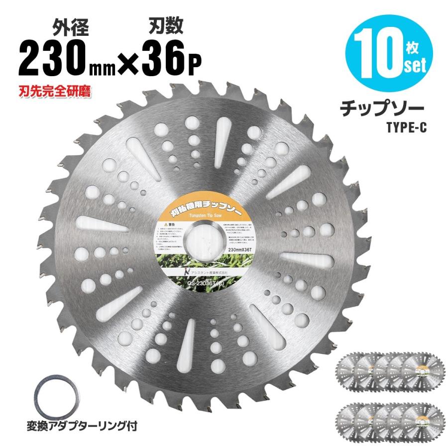 チップソー 草刈機用チップソー 10枚セット 草刈刃 替え刃 草刈チップソー 外径230mm 刃数36枚 草刈 庭園管理 C の商品画像