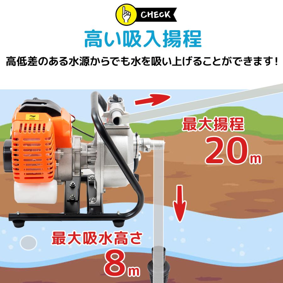 便利な吸水排水ホース付エンジンポンプ 2サイクル 小型 軽量