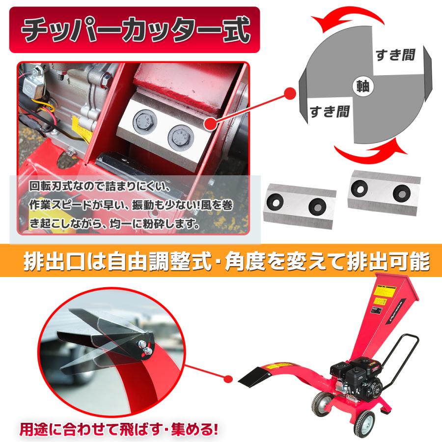 粉砕機 ウッドチッパー シュレッダー ガーデンシュレッダー エンジン式