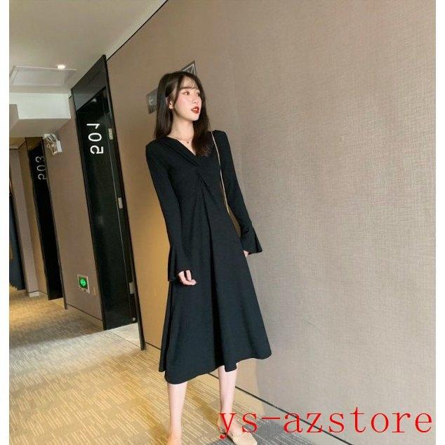22新春福袋 可愛い フレア Vネックワンピース 50代 40代 ロングワンピース レディース ワンピース ワンピ コーデ 秋 着痩せ ワンピース カラー ブラック Www We Job Com