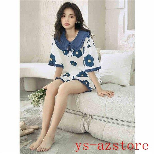 春夏 レディース 上下セット セットアップ 寝間着 可愛い 半袖袖 半ズボン ショートパンツ パジャマ ルームウェア 寝巻き 花柄 フリル 上下セット サイズ L Www Smarttradzt Com