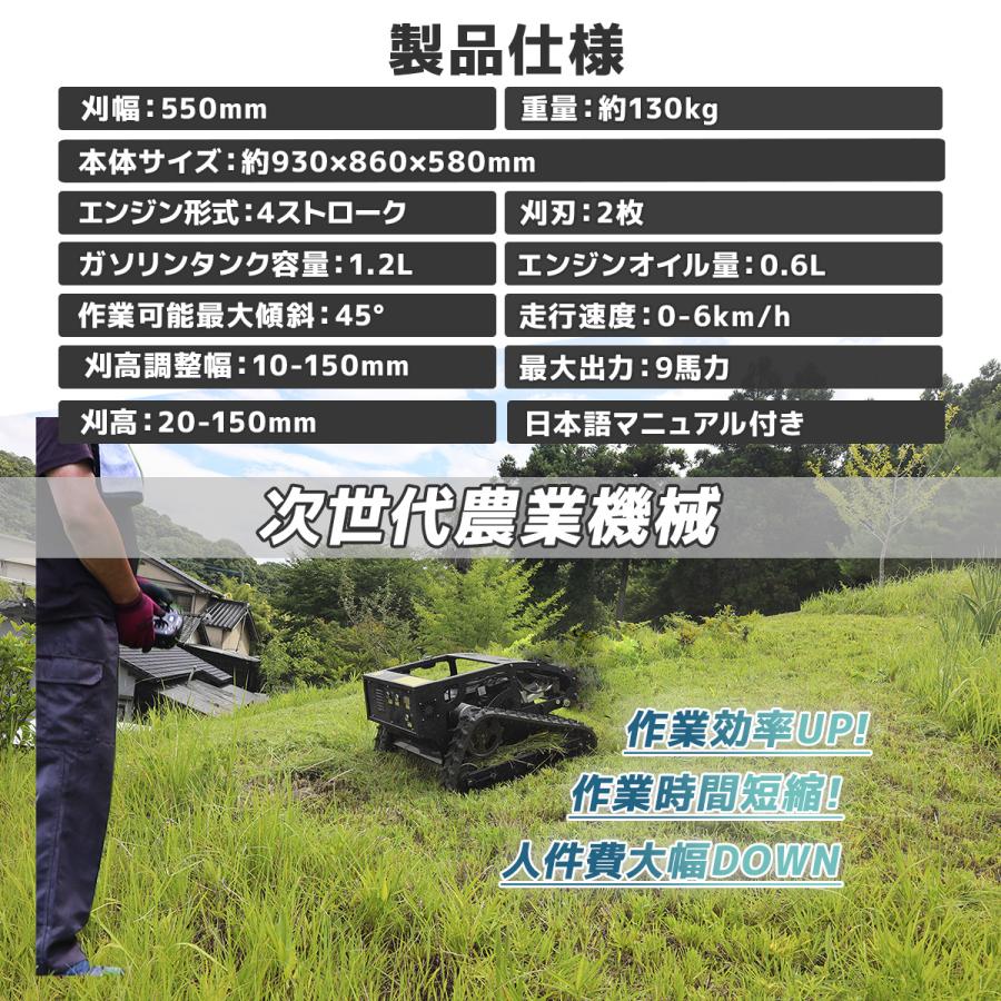 強化版敷地内作業動画防水・防塵・UVカバー付リモコン草刈機9馬力自走