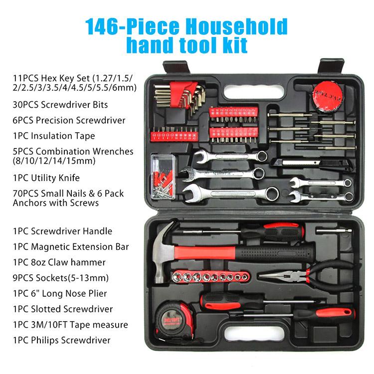 146点工具セット 家庭用 メンテナンス・DIY・修理・組み立て用 多機能 