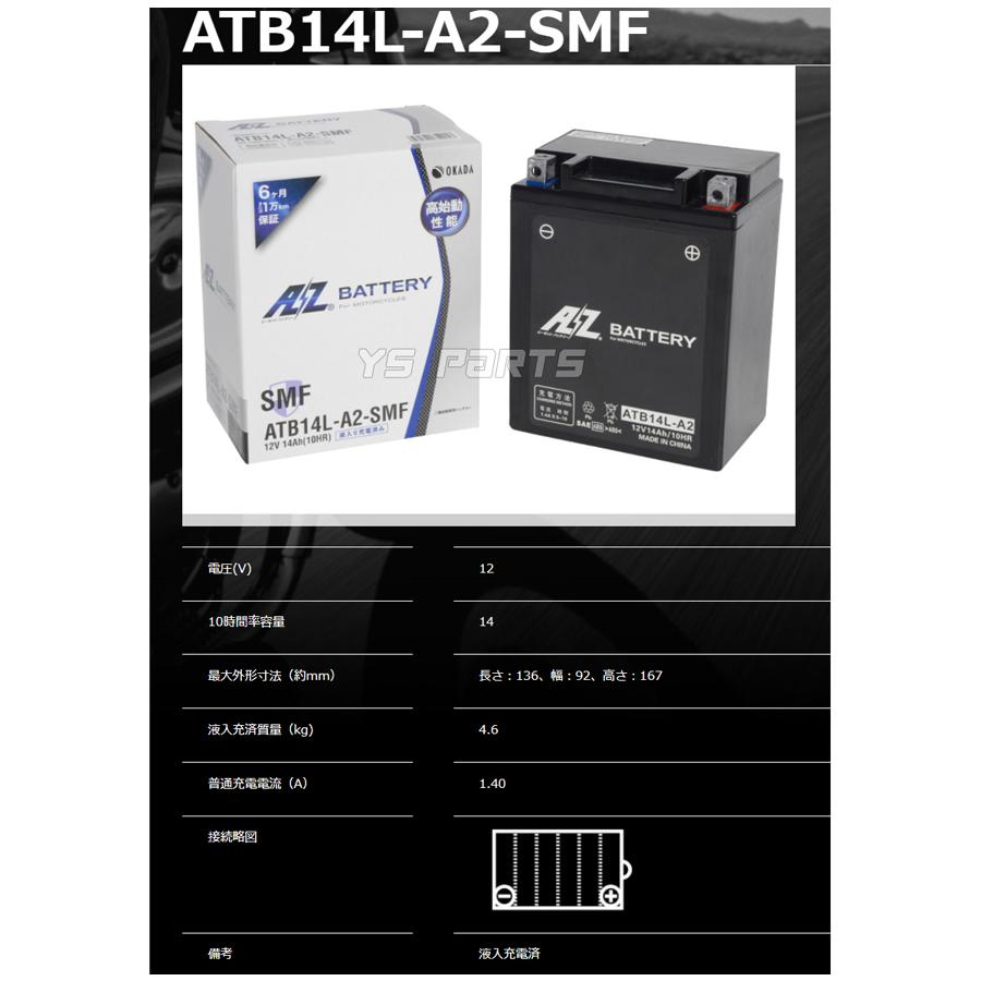バッテリー　BB14L-A2 Z系　CB GPZ900 等 バイク バッテリー GPZ900R Ninja 1年保証 MB14L-A2 / YB14L-A2, GM14Z