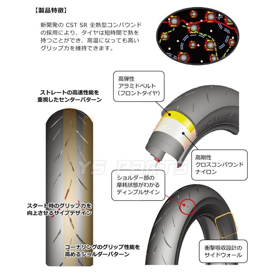 [話題のハイグリップタイヤ]CST CM-SR[ソフトコンパウンド] 90/90-10[前後共通]ジョグC[CV50/SA01J]ジョグZ2[SA04J/SA16J]BJ(ベーシックジョグ)[SA24J]｜ys-parts-jp｜05