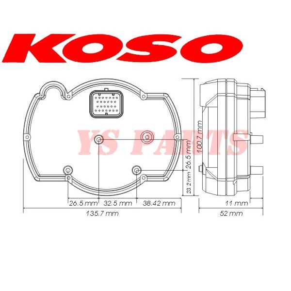 正規品 KOSO RX2N+LCDメーター 20,000rpm指針モデル KLX250バリオス